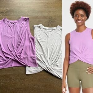 🎄 All in Motion | BUNDLE!! Twist-Front Tank Top • Lavender & Heather Grey